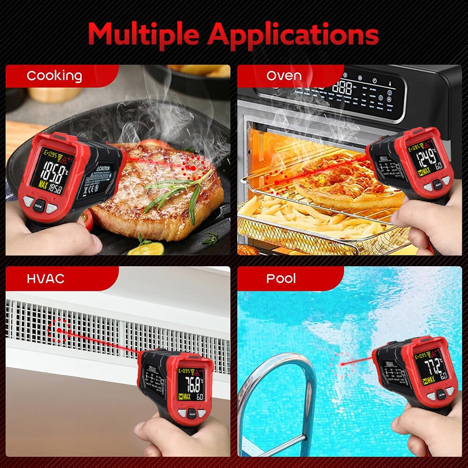 Riloer Digitales Motorrad-Thermometer - Blaue/rote Beleuchtung, 12V Wassertemperatur Anzeige