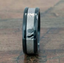 Damascus Steel Ring w/ Acid Etching and Black Zirconium