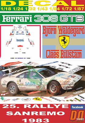 DECAL FERRARI 308 GTB BJORN WALDEGARD RALLY SANREMO 1983 DnF (05)