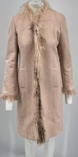 M Missoni Vintage Pink Tweed Knee Length Jacket W/ Angora Fur Trim Sz 6