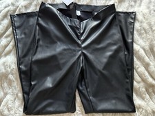 NWT H M faux leather split hem flare trousers. Size L