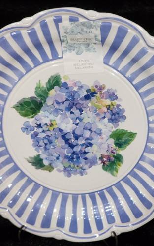 6 Shabby Chic Floral Hydrangea Blue White Melamine Plates & Bowls Spring Summer - Picture 13 of 20