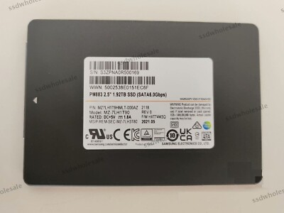 Samsung PM883 1.92TB SSD SATA III 6.0Gbps 2.5in MZ7LH1T9HMLT-00005
