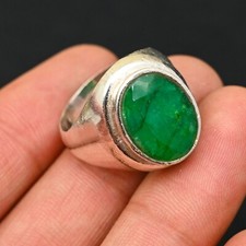 Natural Emerild Men's Ring 925 Sterling Silver Handmade Statement All Size BJ255