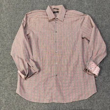 Paul Smith Shirt Mens 17 - 43 Red Plaid Long Sleeve Button Up Flip Cuff Floral