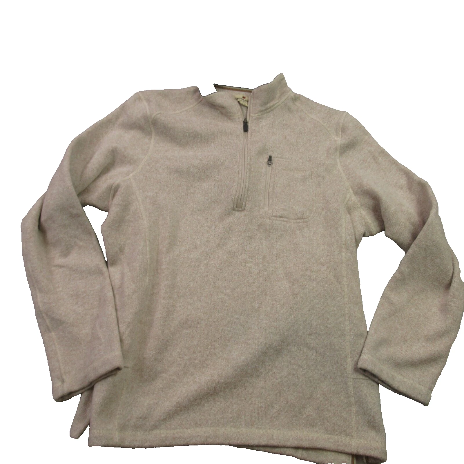 Woolrich Sweater Mens XL Long Sleeve 1/4 Zip High Neck Pocket Pullover Beige