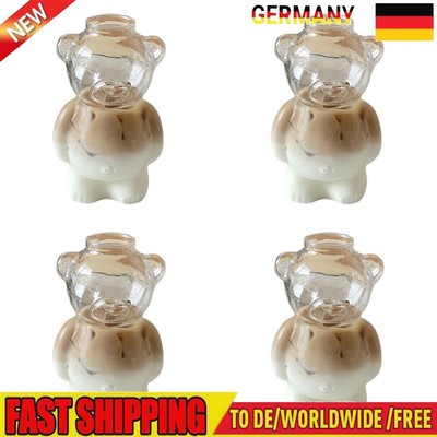 Cute Bear Glass Cup Cartoon Bear Shaped Coffee Mug Beverage Glasses (No Straw)