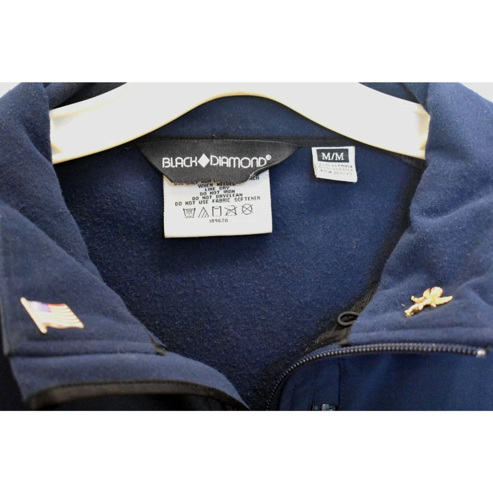 Chaqueta de hombre negra diamante azul marino exterior cremallera completa talla M Foto 3 de 4