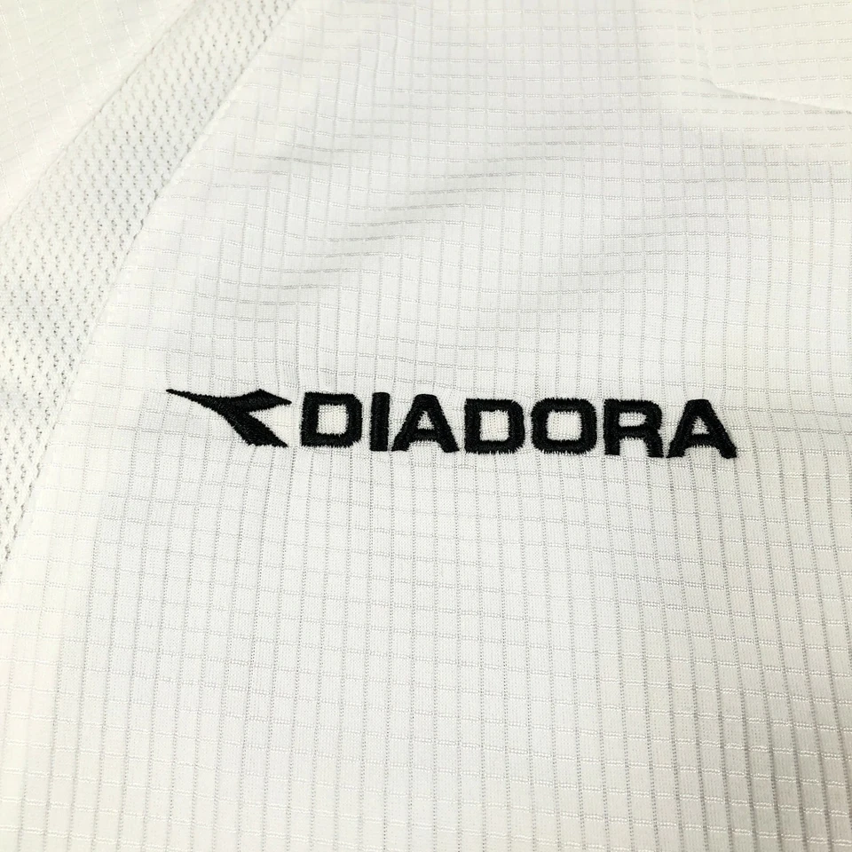 NEW Diadora T Shirt Jersey Mens S White V Neck Waffle Knit Striped Soccer Roma - Image 2 of 4