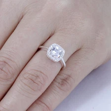 Cushion Halo .925 Sterling Silver CZ Engagement Ring Wedding Band Size 3-15 SE81