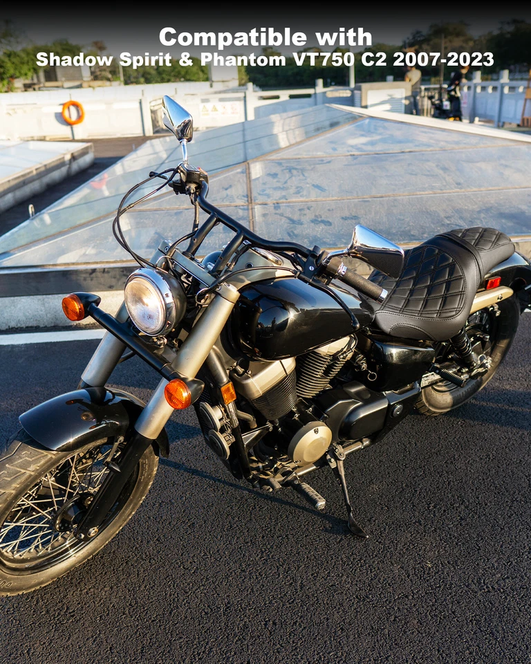 Black Stitch Seat For Honda Shadow Spirit VT750C2 Phantom VT750C2B 2007-2023 US  - Image 4 of 4