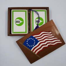 Vintage Playing Cards Betsy Ross American Flag Case Advertising Cargill Seeds
