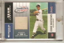 2003 DONRUSS TEAM HEROES EDDIE MATHEWS RELIC BASEBALL CARD /66