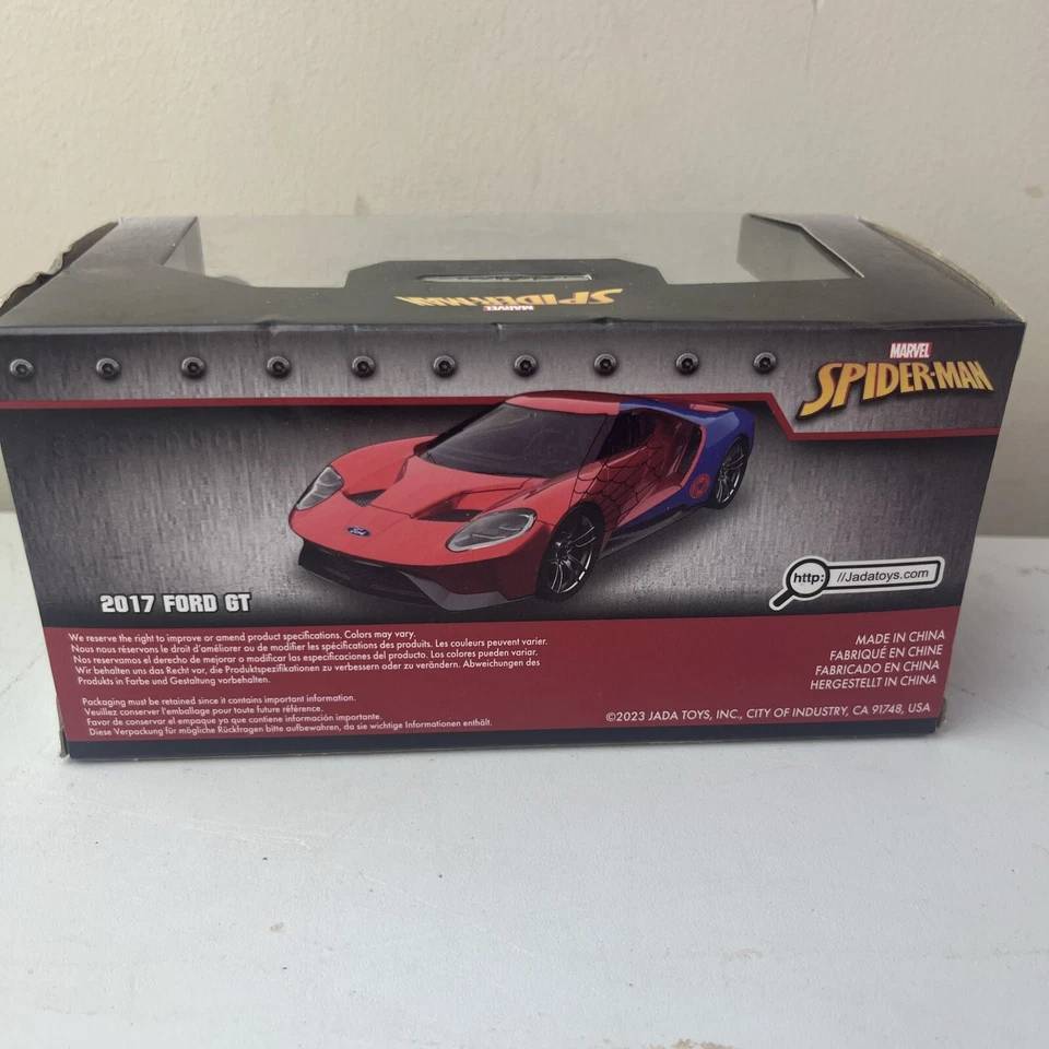 NIB 2021 2017 FORD GT SPIDER MAN MARVEL RED BLUE JADA TOYS DIECAST 1/32 - Image 2 of 4