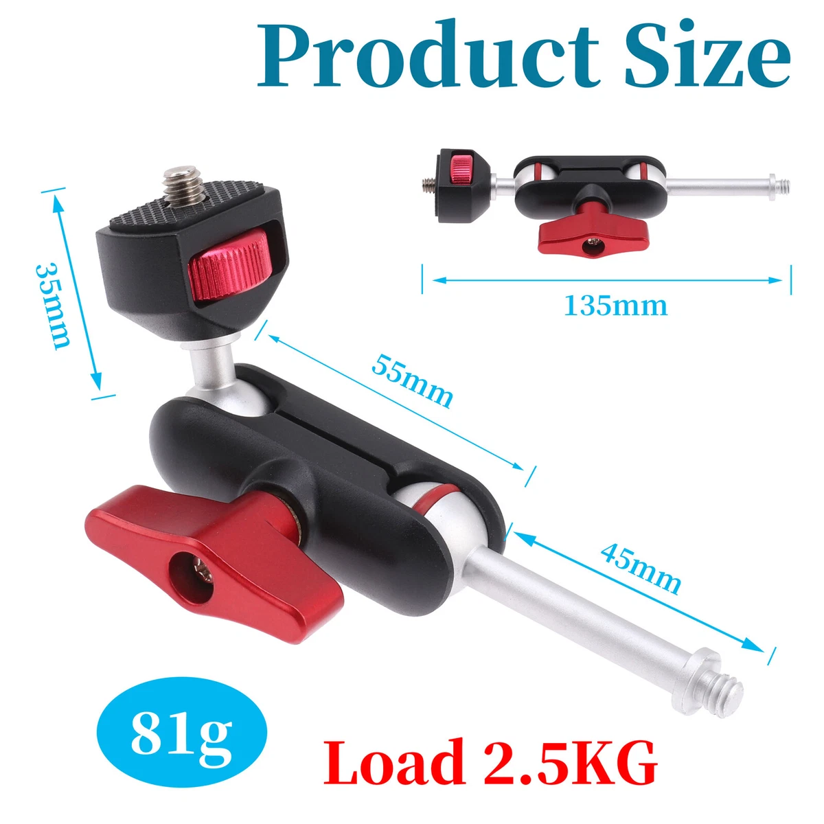 Aluminum Extension Mount Plate+5"Magic Arm Kit for DJI Ronin S/SC/RS4 PRO Gimbal