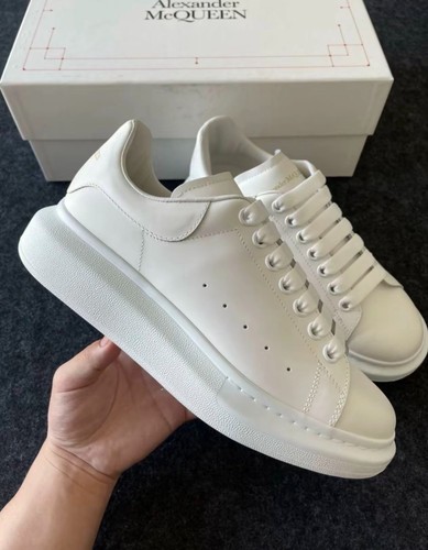 Alexander McQueen Oversized White Leather Platform Sneaker Unisex Casual Shoes