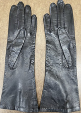 W.P.L. 13736 Women s Vintage Black Leather 10.5 Gloves Size 6 1/2 Italy