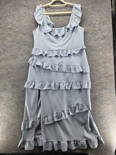 Show Me Your Mumu Dress Womens 2X Blue Greta Ruffle Tiered Formal Maxi Made USA