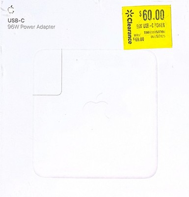 Apple USB-C Power Adapter 96W MX0J2AM/A Model A2166 New Sealed