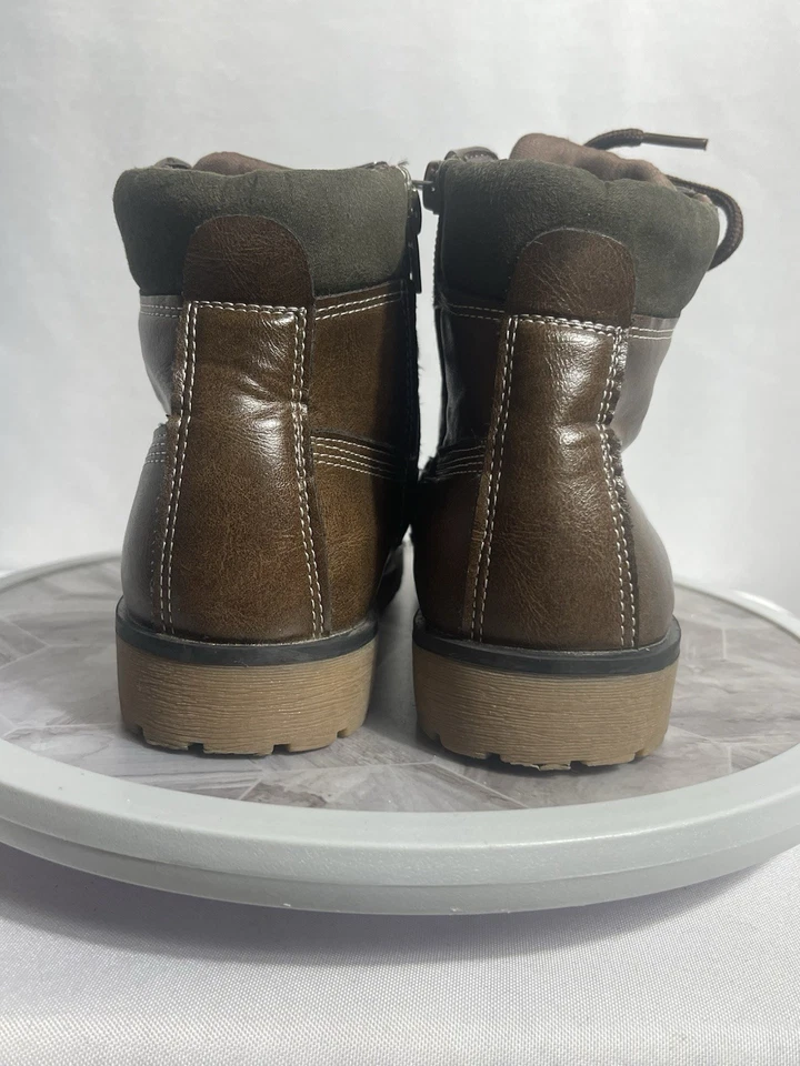 Steve Madden Niños Niños Botas Marrón Talla 2 Imitación Cuero con Cremallera Lateral Foto 4 de 4