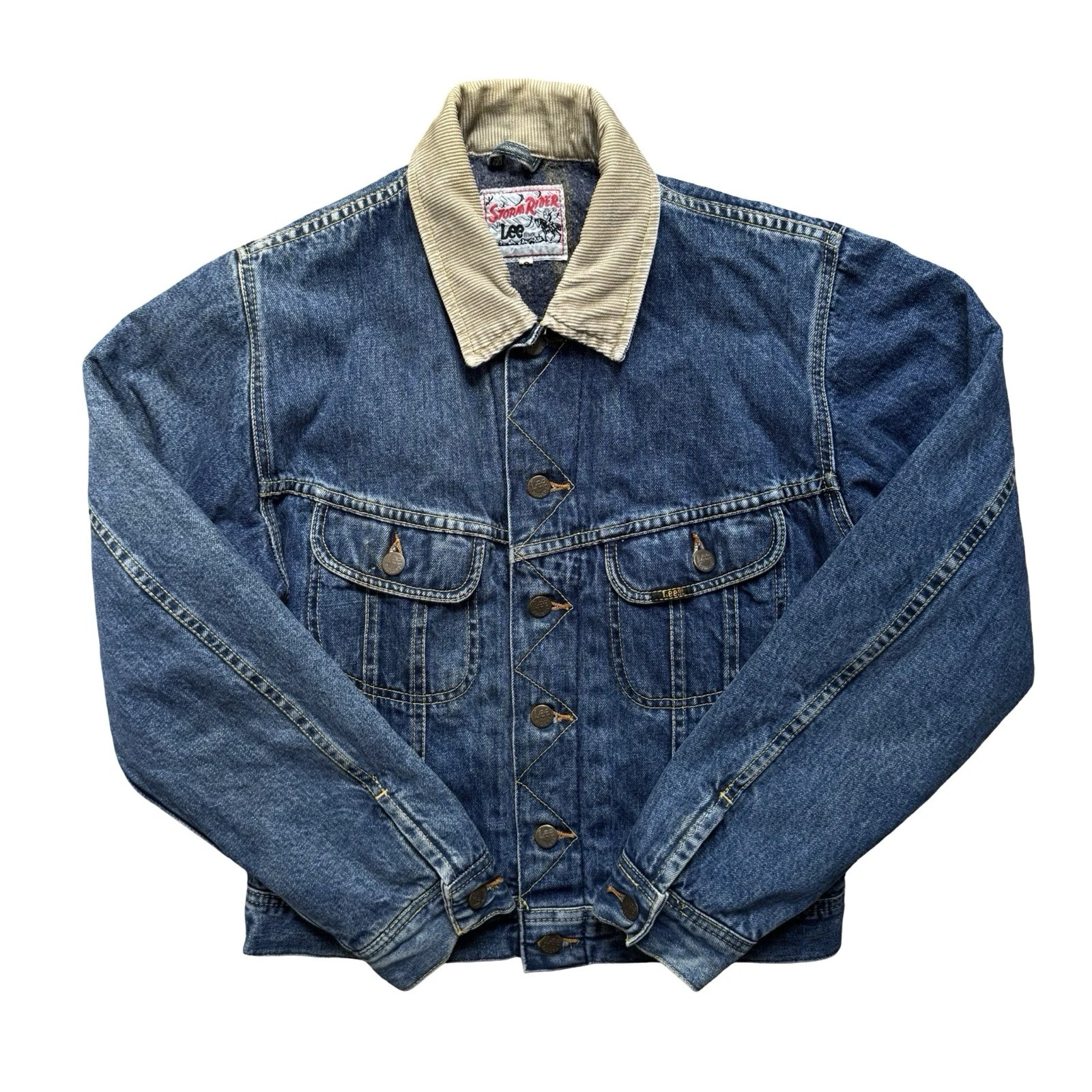 Lee Storm Rider Denim Jacket Blanket Lined Mens Small Trucker