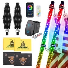 2 Pack 4FT Whip Lights with Spring Base,LED Whip Light with App Remote Cont...