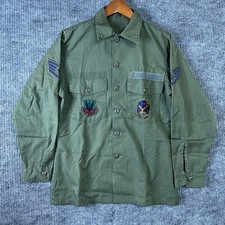 Vtg Military Utility Shirt Durable Press OG 507 Size Medium US Air Force Patches