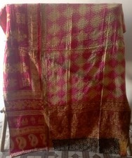 Indian Handmade Quilt Vintage Kantha Throw Bedspread Cotton Blanket Ralli Gudari