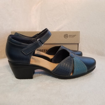 #ad #ad Clarks Size 8.5W Navy Emily Rae Leather Mary Jane Heels Shoes w Box 261646735060 $29.99