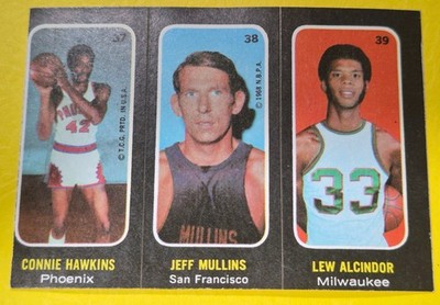 1971-72  - Trios Stickers Kareem Abdul-Jabbar Connie Hawkins, Jeff Mullins 