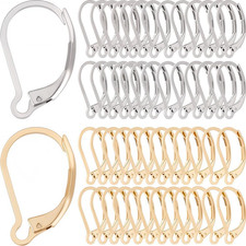 100pcs 24K Gold Plated Leverback Earring Hooks Stainless Steel DIY Findings