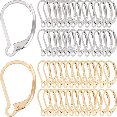 100pcs 24K Gold Plated Leverback Earring Hooks Stainless Steel DIY Findings