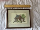 Vintage Needlepoint Cross-Stitch Country Home Framed Picture — photo 2