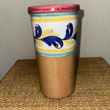 Vintage Belari 9.5” Handmade In Italy Pottery Vase Floral Stoneware Ceramic