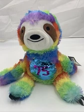 Fun Express Rainbow Sloth 75 Tie Dye Sequins Plush Stuffed Animal Birthday 75th