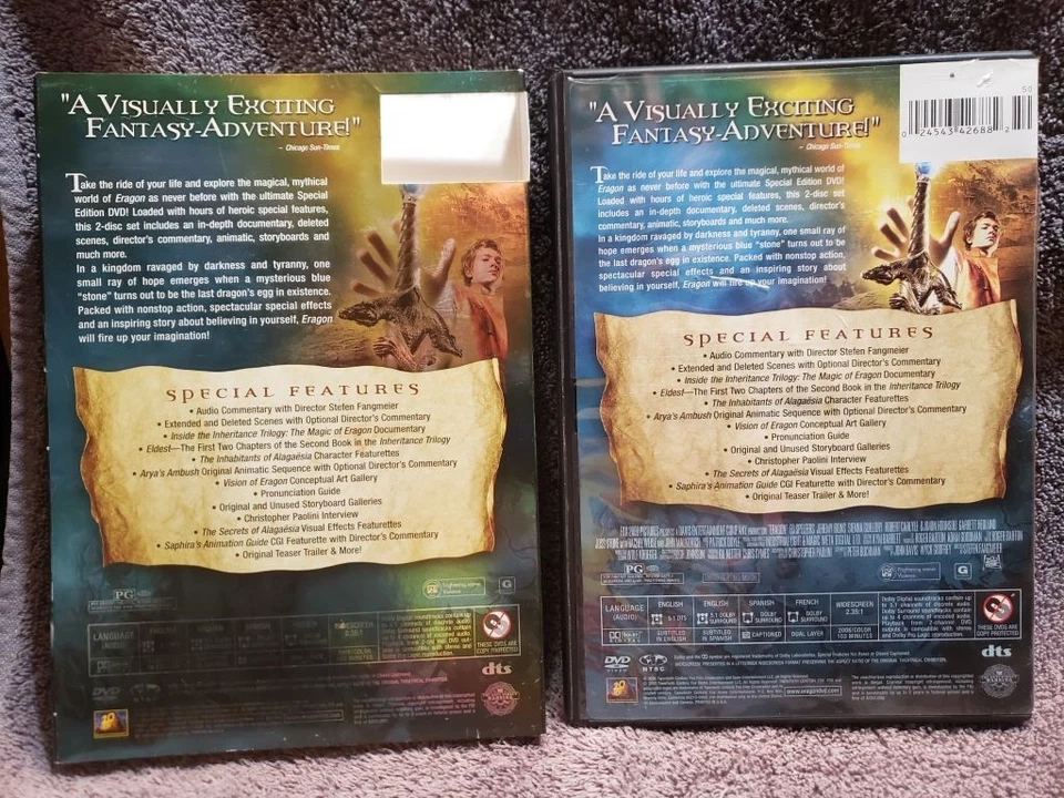 (3FREE) USED DVD Eragon (2007, 2-Disc Set, WS) with Slipcover Foto 2 de 4