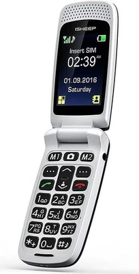 ISHEEP Big Button Mobile Phone for Elderly Senior Flip Phones Sim Free (Black)