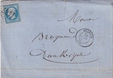 🦬Lettre avec N°22 - 20 c Empire dentelé - GC 1437 - Etaples - Indice 6🦬