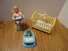 Simba Miniworld Baby Born Rocking Crib, Highchair and Walker Set VHTF