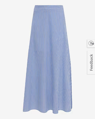 Express Women s L Blue & White Striped A-Line Long Skirt Side Slit