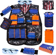 Kids Tactical Vest Kit for Nerf Guns - Complete with Darts, Mask  Goggles