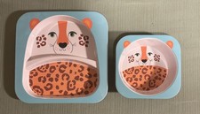 Citres Grove Baby/Children Divided Plate And Bowl Set Leopard Melamine