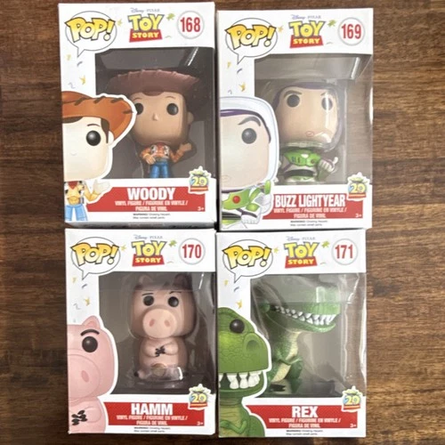 Funko Pop! Vinyl Toy Story 20th Anniversary Set Woody Buzz Hamm Rex #168-171
