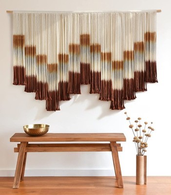 Flber Macrame Wall Hanging Tie-Dye Geometric Decor Large 35''L x 59''W, Multi