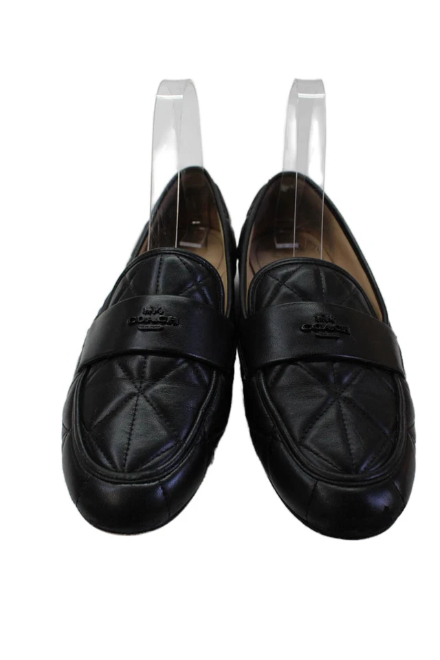 Coach Womens Quilted Leather Slip On Loafers Black Size 7 - Image 2 of 4