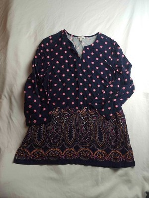 Talbots Tunic Top Womens M Paisley Floral Preppy Boho Chic Cottagecore Eclectic