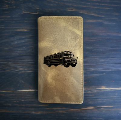 School Bus Rodeo Wallet Cowboy Western Buffalo Leather Premium Trip Gift NEW