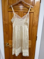 Vintage Sliperfection Cream Lace Satin Slip Dress Size 36 Bridal Midi