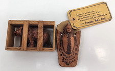 Vintage Yosemite National Park Good luck Bear In Wood Crate & Papoose Souvenir