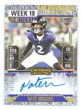 2024 Contenders Football #150 Nate Wiggins Week 18 Rookie Auto 3/18 Ravens